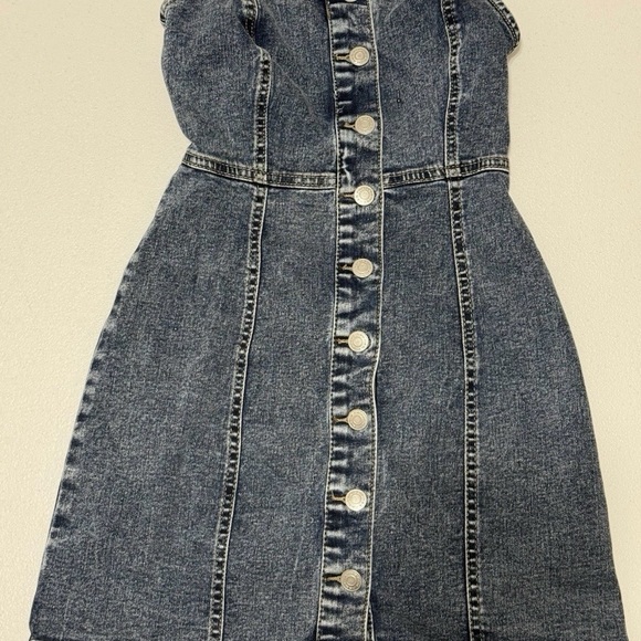 Denim Button-Front Mini Dress - Picture 2 of 3